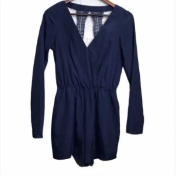 Women’s BCBG Navy Romper with Open Back - Picture 1 of 6